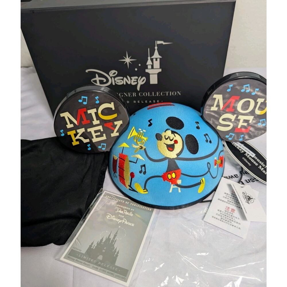 New Box Disney Parks Designer Collection Dave Perillo Mickey Ears Hat Music Song